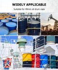 Pro Grade 49Mm Pneumatic Capping Crimping Tool For Sealing 200L Iron Drum Lids, colorful steel barrels on a ship deck.