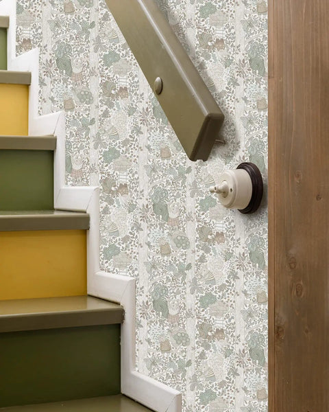 Stairway with Kid Friendly Peel And Stick Wallpaper With Boho Woodland Forest Vibe For Cabinets And Nursery Walls Removable Decor