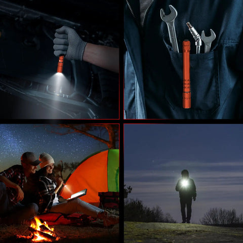 Rechargeable Pen Light Flashlight With Clip, 400 Lumens Pocket Torch used on worksite, camping, and nighttime walk