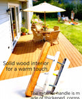Sliding Patio Door Handle Replacement Set With Wood Interior Pull And White Zinc Diecast Pull And Chrome Plated Brackets Fits Three Point Nine Seven Five Inch Screw Hole Space Non Key Design White Brackets Cost Effective Upgrade For Worn Or Broken Patio with garden view