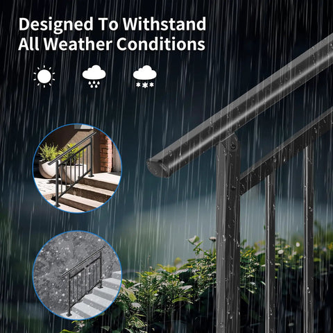 Heavy Duty Two In One Stair Handrail And Horizontal Railing Kit features weather-resistant design for patios and decks.
