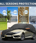 Honda Civic Car Cover Outdoor All Weather 210D PU Heavy Duty Waterproof Windproof with reflective bars, half-covered car