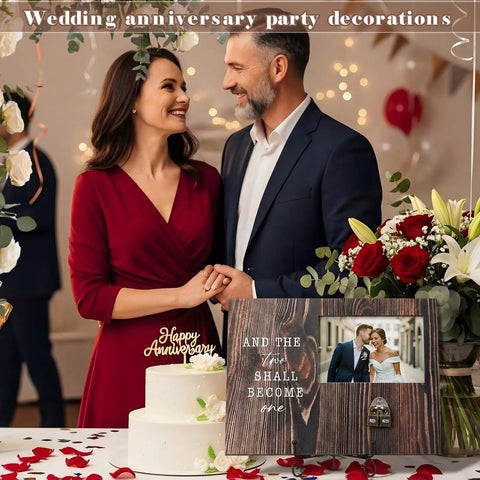 Top Tier Wooden Picture Frame For Wedding Unity Ceremony With Sweet Retro Love Locks And Keys Fits 4X6 Photos Dope Romantic Keepsake Gonna Last Forever Engagement Gift at anniversary party