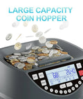 Coin Counter And Sorter With TFT Display For Five Denominations Up To 300 Coins Per Minute with coins in hopper