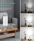 Pair Of Touch-Control Table Lamps With USB Ports And AC Outlet, 3-Way Dimmable Bedside Lamps With White Fabric Shade