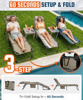 Three people relaxing on a Face Hole Tanning Lounge Chair For Outdoors Folding Chaise Lounger by a poolside in beige fabric.