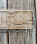 Rock Solid Acrylic 8 In 1 Bowtie Butterfly Router Template Jig Kit Woodworking DIY Inlay Guide on wooden surface with measurements.