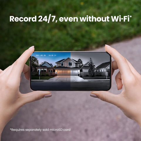 Hands holding phone displaying house footage from Wireless Video Doorbell With 1080p HD Camera Battery Or Hardwired Power 2.4 GHz WiFi
