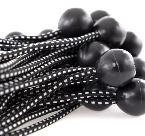 Close-up of Heavy Duty Ball Bungee Cords 11 Inch With Five Millimeter Nylon Ball Indoor Outdoor Tarp Tie Downs