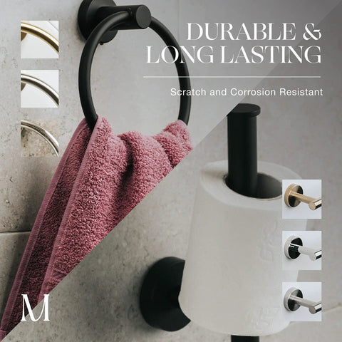 Matte Black Bathroom Hardware Set Two Piece With Wall Mount Hand Towel Holder And Toilet Paper Holder Stainless Steel 304 Finish