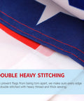 Close-up of the Fly Breeze 3x5 Foot American National Flag With Fade Proof Colors, showing double-stitched edges and fabric detail.