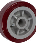 Built Tough Shop Grade Industrial Caster Wheels With Non Marking Polyurethane Tires Top Lock Brake Reinforced Extra Strong Steel Mount Plates Smooth Rolling Garage Cart Hauler, 6x2 inch wheel detail.