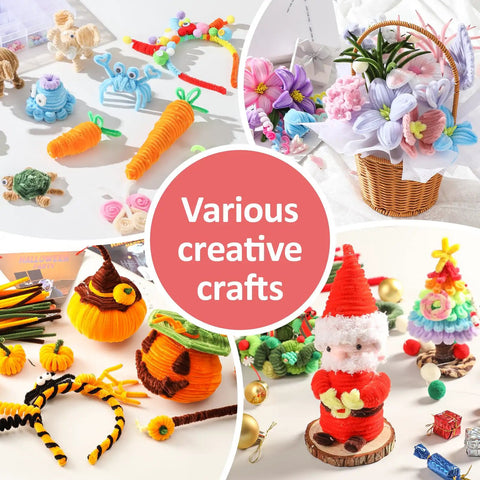 Bulk 500 Piece Rainbow Thick Pipe Cleaners Chenille Stems In 20 Colors, 12 Inch Long 6mm Diameter For Crafts, DIY Projects, Arts And School Activities, Soft Fuzzy Bendable Craft Supplies For Makers And Crafters used for colorful animal and holiday crafts