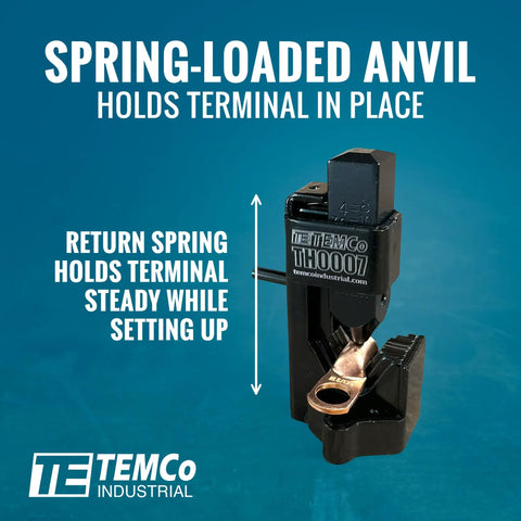 Hammer Lug Crimper Tool For Battery And Welding Cables Crimps 8 AWG Through 4/0 With Indent Crimp, spring-loaded anvil.