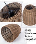 Farmhouse Rattan Pendant Lighting 11.81 Inch Woven Wicker Ceiling Fixture with handwoven dome for rustic décor