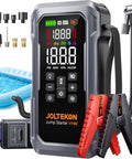 All In One Car Jump Starter With Air Compressor And Tire Inflator, 9 In 1 Portable Jump Box with cables and attachments shown