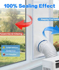 All In One Window Vent Kit For Portable AC And Dryer With Waterproof Seal; hose connecting to window sealing gap
