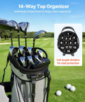 Golf Cart Bag With 14 Way Top Divider And Full Length Dividers 2 In 1 Design Dual Shoulder Straps Sturdy Support Legs