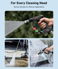 Short Pressure Washer Gun With Swivel, 4060 PSI Max, Four Nozzles, Three Eighths Inch Swivel Quick Connect in use