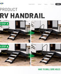 Image showing Heavy Duty Rv Handrail Replacement For Lippert Solid Step Generation 3 Or 4 with 3 and 4 step configurations.