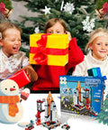 Space Rocket STEM Building Kit for Kids Ages 7 to 14 566 Plus Pieces to Build Your Own Rocket Ship Awesome Kid Friendly Hands On Educational Science Toy for Boys and Girls Perfect Christmas or Birthday Gift, kids holding gift box