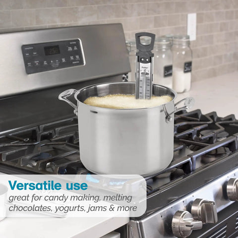 Candy Thermometer Stainless Steel Cooking Thermometer With Pot Clip in pot on stove for jam syrup jelly yogurt deep fry