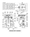 Grinding rest assembly schematic with numbered parts from Milling for Home Machinists book (page 71)