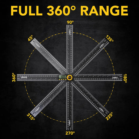 Built Tough Aluminum Digital Angle Finder And Precision Protractor Gauge with full 360-degree range and clear LCD display.