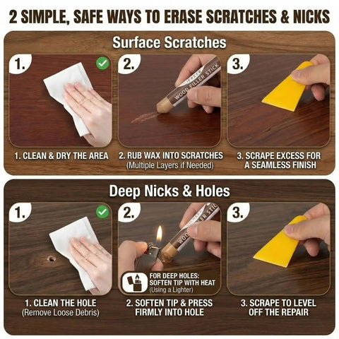 Wood Filler Sticks Kit With 16 Colors For Scratches, Scuffs, Cracks And Holes Easy Touch Up For Furniture, Floors, Cabinets And Doors