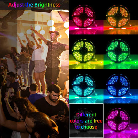 People enjoying a party with vibrant 66 Foot RGB LED Strip Lights Kit With Music Sync App Control Remote 16 Million Colors