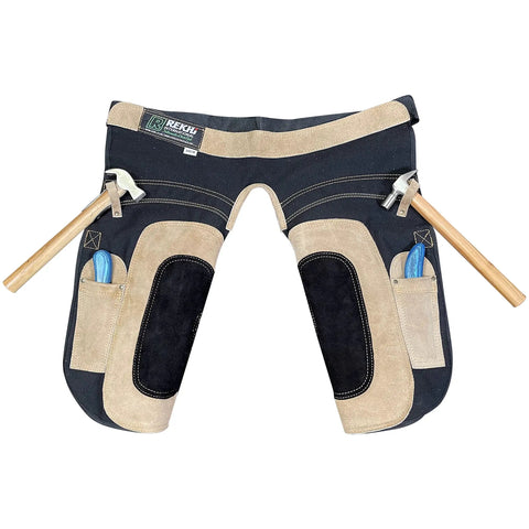 Womens Pro Grade Farrier Aprons Chaps Leather And Canvas 23 Inch Fit With Extra Knee Padding Double Knife Pockets