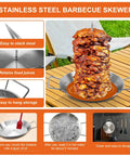 Stainless Steel Vertical Skewer Set For Grill With 3 Removable Spikes 8 10 12 Inches And Cleaning Brushes Brazilian Style