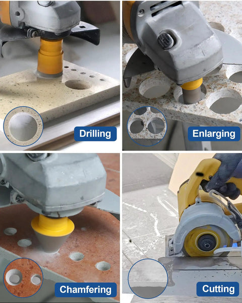 13-Piece Diamond Tile Hole Saw Kit For Ceramic Porcelain Granite Marble, Includes core bits, milling, chamfer for precision cutting