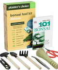 All In One Bonsai Tool Kit With Bonsai 101 Book And Fabric Storage Holder Includes Wooden Rake Long And Wide Spades Scissors Tweezers Bamboo Brush Pruning Shears