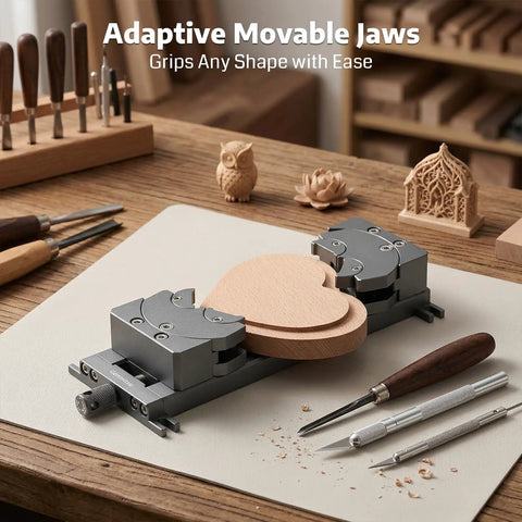 Fractal Vise With 100 Degree Adjustable Jaw For Irregular Shapes And Tall Pieces 120mm Clamping Range Dual Fixation Design Keeps Your Clamping Game Tight On CNC Router Machines, holding wood hearts