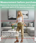 Woman measuring doorway for Extra Wide Pressure Mounted Baby Gate Walk Through For Kids And Pets With Extension For Doorways And Kitchen Large White Safety Gate For Doors 110 To 122 Cm.
