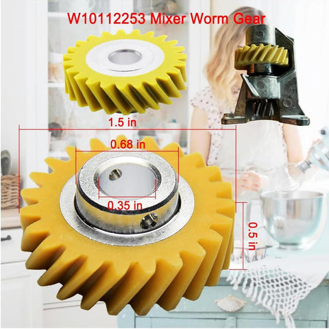 Mixer Worm Gear Replacement Kit For Most Stand Mixers No Fuss Fit Durable 3 Pack Replaces 4162897 4169830 AP4295669 WPW10112253 Fits Whirlpool Kenmore KitchenAid Models shown with dimensions