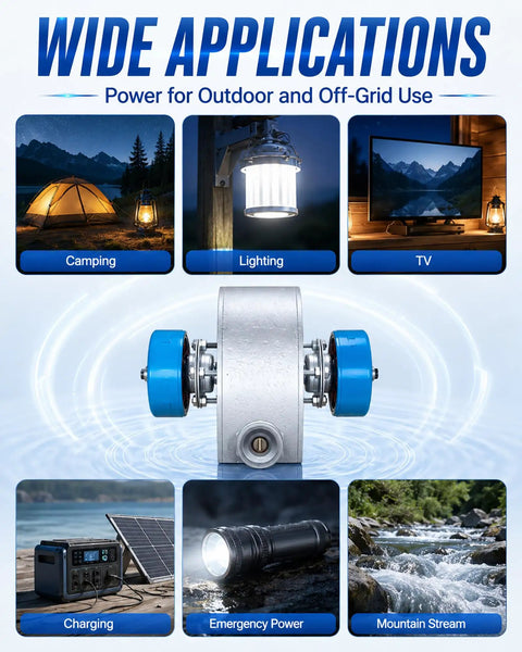 2000W Micro Hydro Generator Pelton Turbine Portable Hydroelectric Power System 110V 220V Power Rig for Off Grid Camping