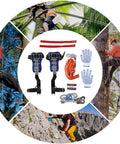 Pro Grade Tree Climbing Spikes Set With Safety Belt And Gloves Adjustable Non Slip Pedal Climbing Gear collage