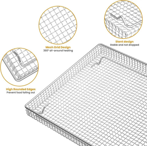 Replacement Air Fryer Tray For TOA 60 65 70 And Similar Sized Convection Toaster Ovens mesh wire rack detail
