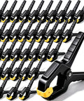 Grab This Killer 18 Pack Spring Clamps for Woodworking Pros And Balloon Decor Masters, Featuring Strong Grip Nylon Plastic Clips That Hold Tarps And Backdrops Tight With Easy Release Action For Your Next Big Craft Project Showdown. 18-pack 2-inch black nylon spring clamps with yellow pads
