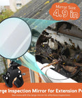 Large Expandable Inspection Mirror With 180 Degree Tilt And 360 Degree Rotate For Roof Gutters And Hard To Reach Spots Attachable To Extension Pole For Safe Roof Inspections, 4.9 in