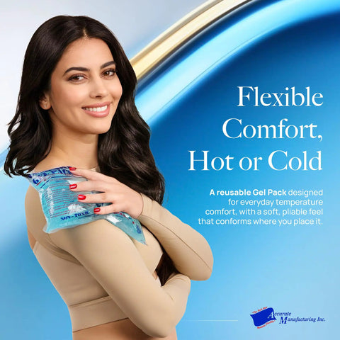 Woman using Cozy Gel Ice Pack 10x15 Inches for Targeted Pain Relief Flexible Reusable Cold Therapy for Back Neck Shoulders and Joints