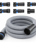 16 Foot Dust Collection Hose Kit With Six Universal Adapters From Quarter Inch To One And A Half Inch For Woodworking And Shop Vacuums Heavy Duty Flexible Vacuum Hose Fits Most Brands For Sander Tools coiled with adapters