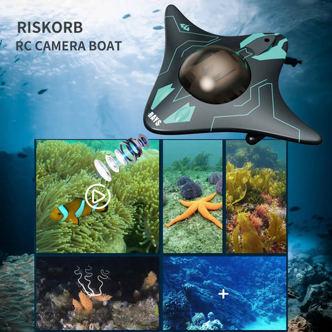 Remote Control Boat With Underwater Camera FPV Real Time View Waterproof RC Boat for Pool with underwater marine life view