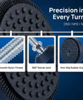 Close-up of Six Pack Adjustable Furniture Feet With M10x50mm Universal Thread, rubber base, swivel joint, and anti-slip rubber grip.