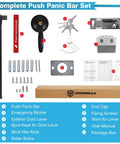 Complete set of Stainless Steel Door Push Bar Panic Exit Device With Handle Lever Black 32 Inch Heavy Duty Panic Hardware components.