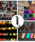 Heavy Duty Slatwall Hooks Built Like A Tank With Slick Scratch Resistant Coating used for displaying colorful beads and crafts.
