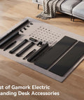 WankaMom Electric Standing Desk With Smooth Silent Lift And 154 Lbs Load Capacity, Premium Carbon Steel Frame parts laid out on floor.