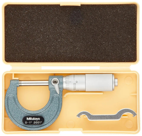 Outside Micrometer With Friction Thimble, 0-1 Inch Range, 0.0001 Inch Graduation, 0.0001 Inch Accuracy, in storage case with wrench